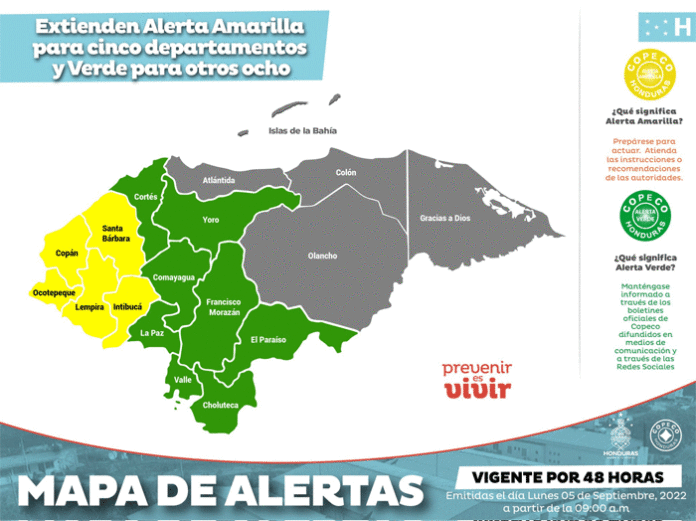 Extienden Alerta Amarilla Para Cinco Departamentos Y Verde Para Otros