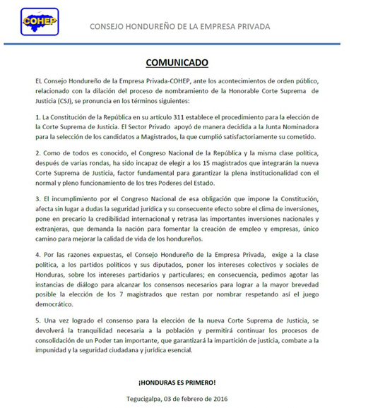 cohep comunicado