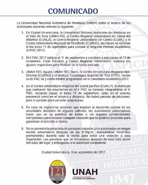 UNAH COMUNICADO