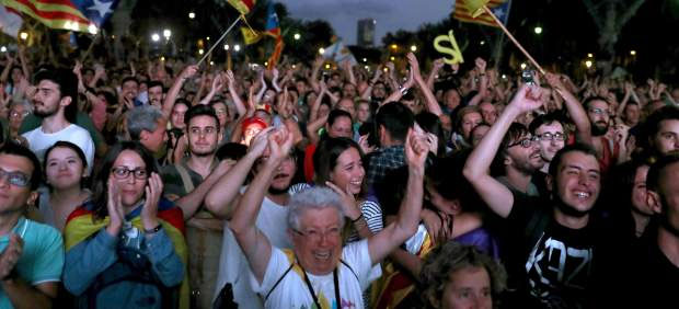 manifestantes en Cataluña