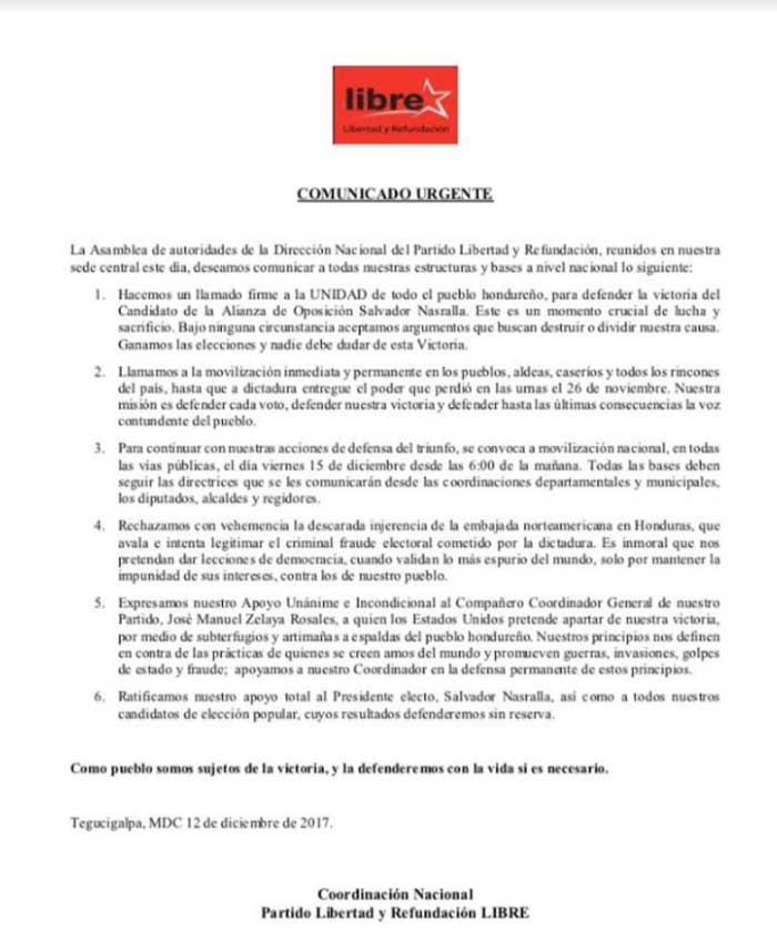 comunicado Libre