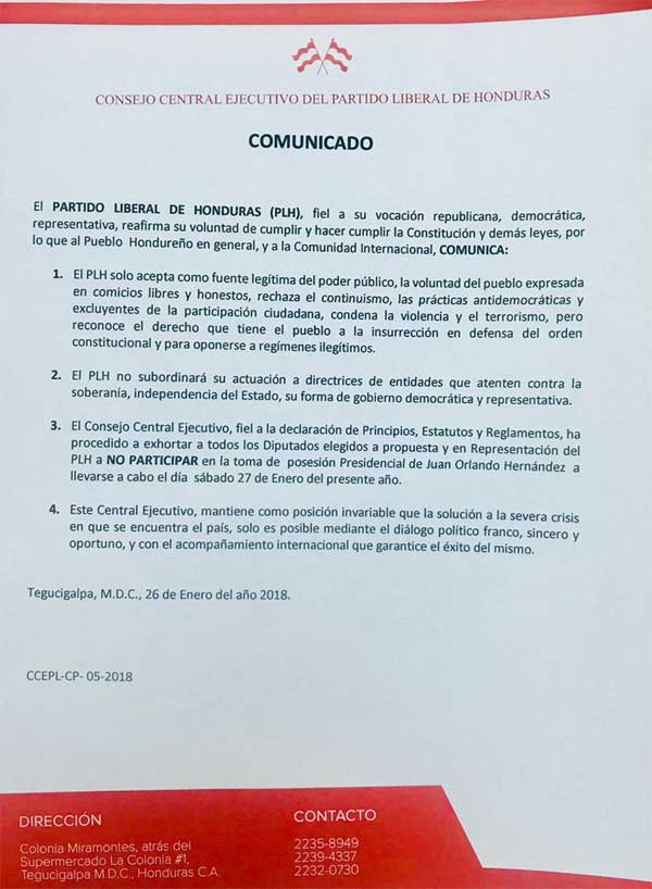CCEPL comunicado toma poses