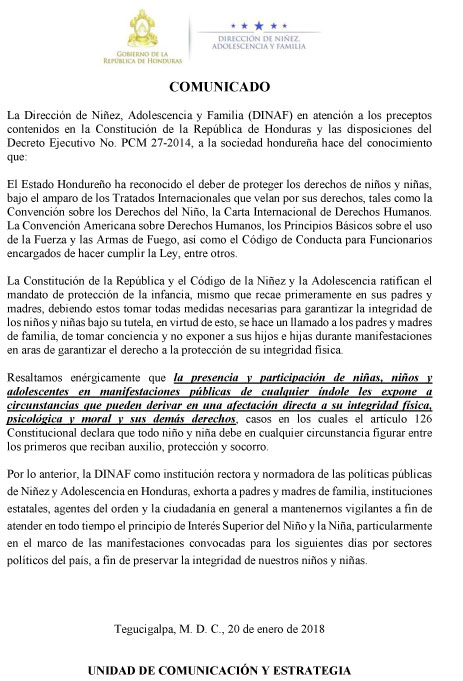COMUNICADO DINAF