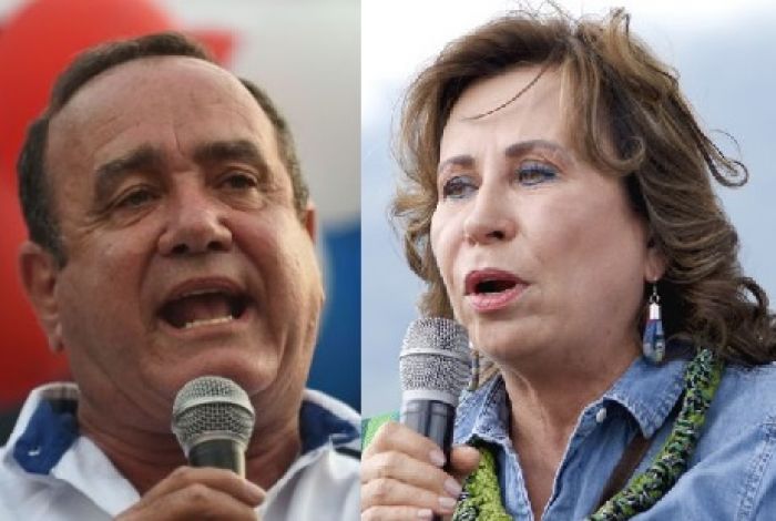Los candidatos presidenciales en Guatemala Alejandro Giammattei y Sandra Torres