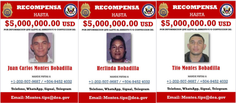 EEUU ofrece recompensas para capturar miembros de la familia Montes Bobadilla