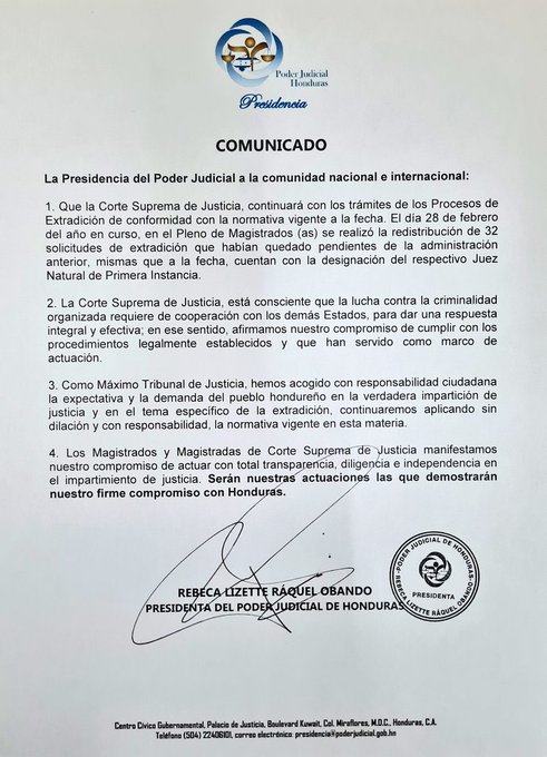 La Corte Suprema de Justicia (CSJ) informó este lunes que continuará tramitando las 32 solicitudes de extradiciones que hay pendientes desde la administración anterior.