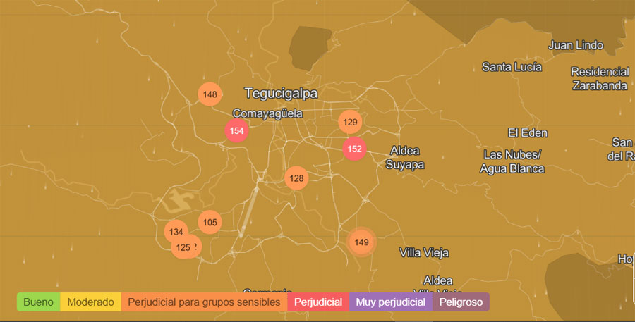 Sitio IQAir: calidad del aire en Tegucigalpa es “perjudicial”